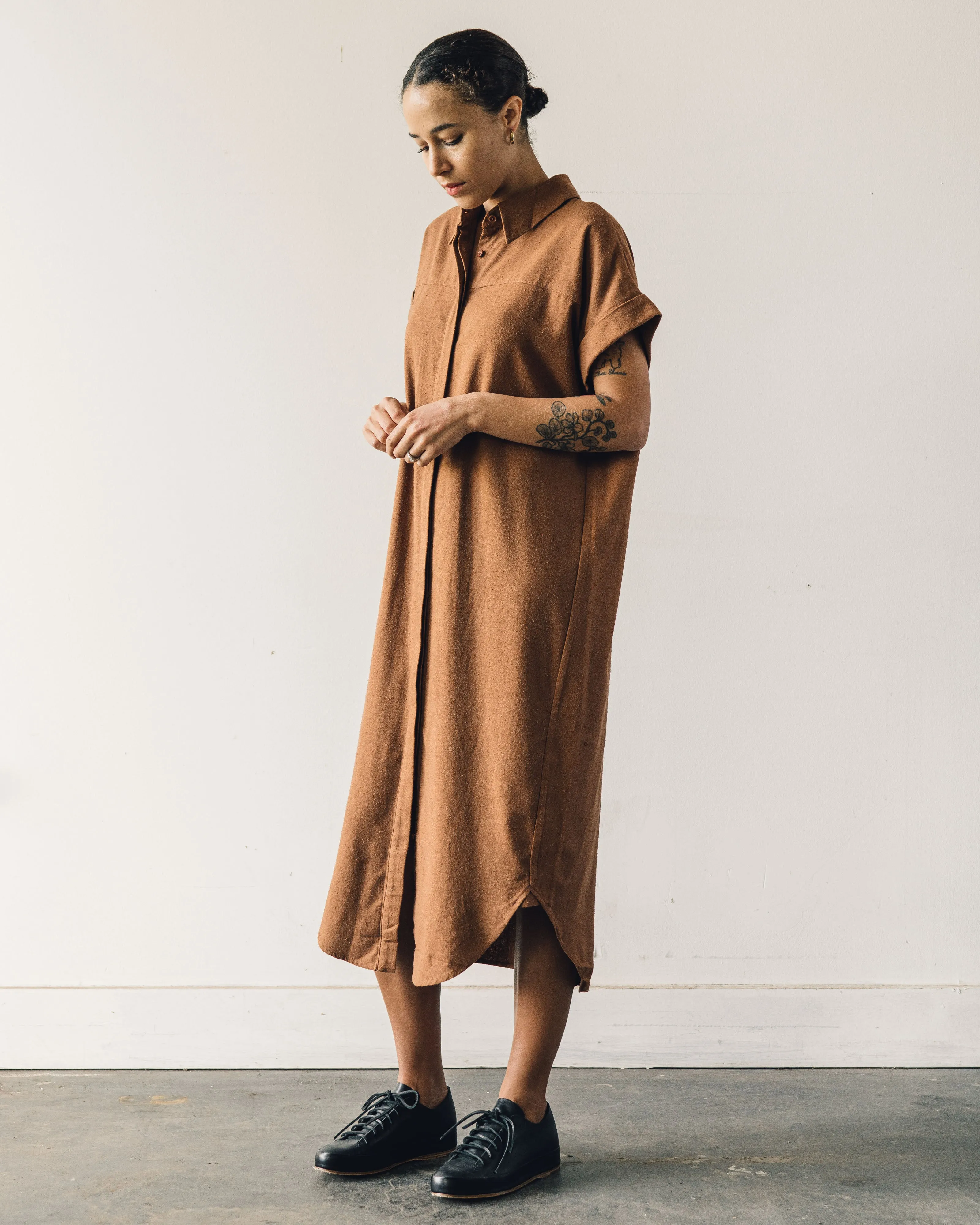 7115 Signature Shirt Maxi Dress, Rust