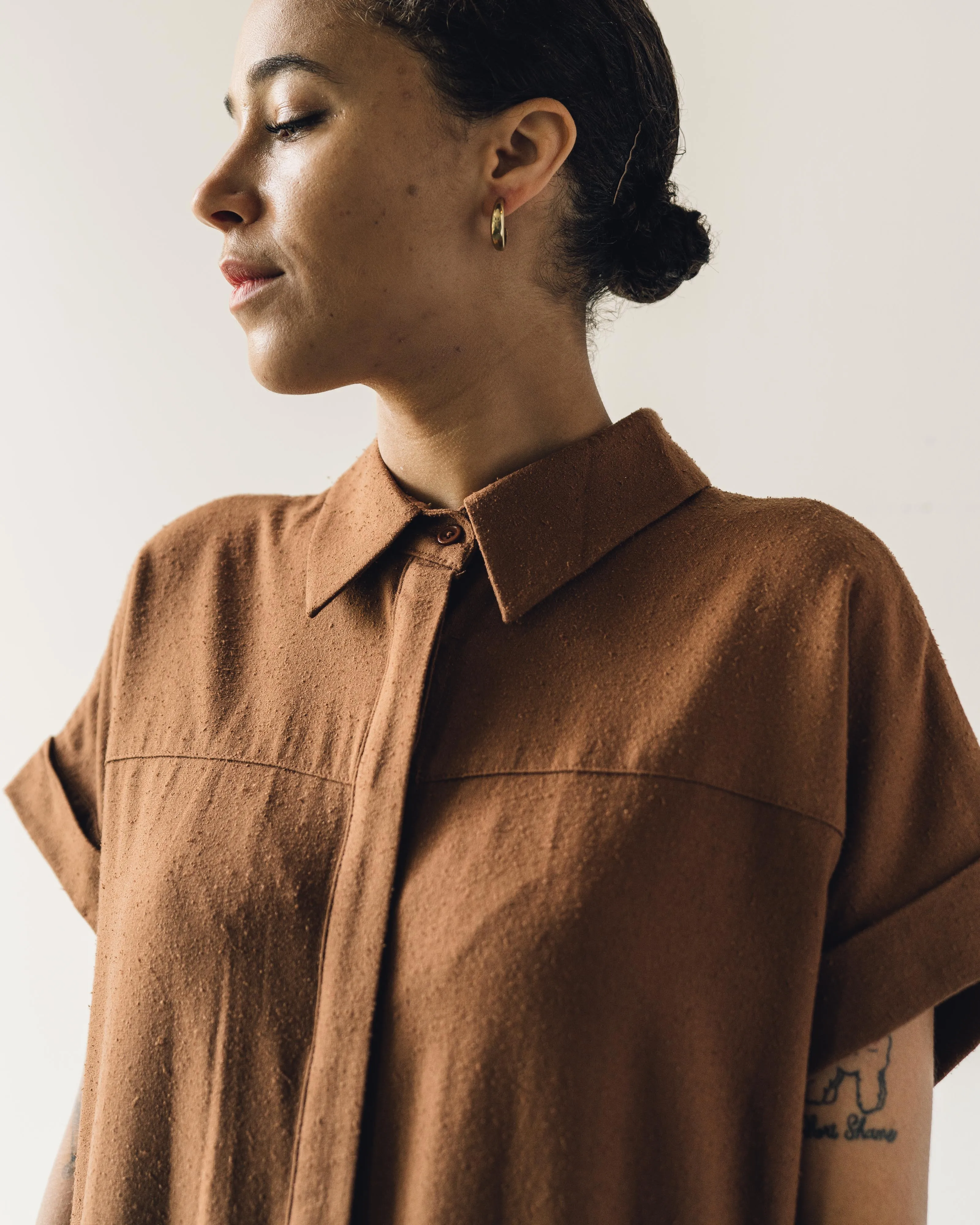 7115 Signature Shirt Maxi Dress, Rust