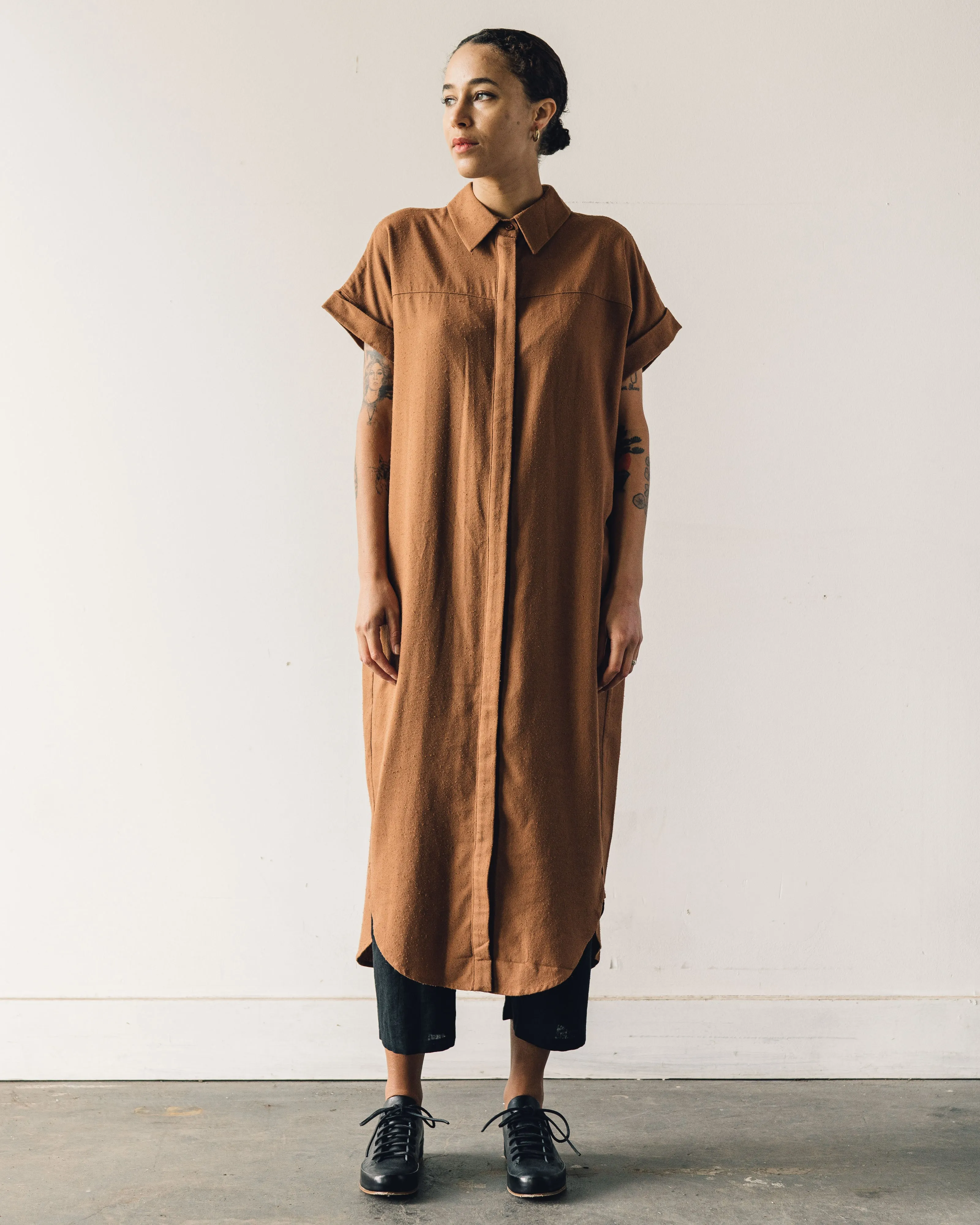 7115 Signature Shirt Maxi Dress, Rust