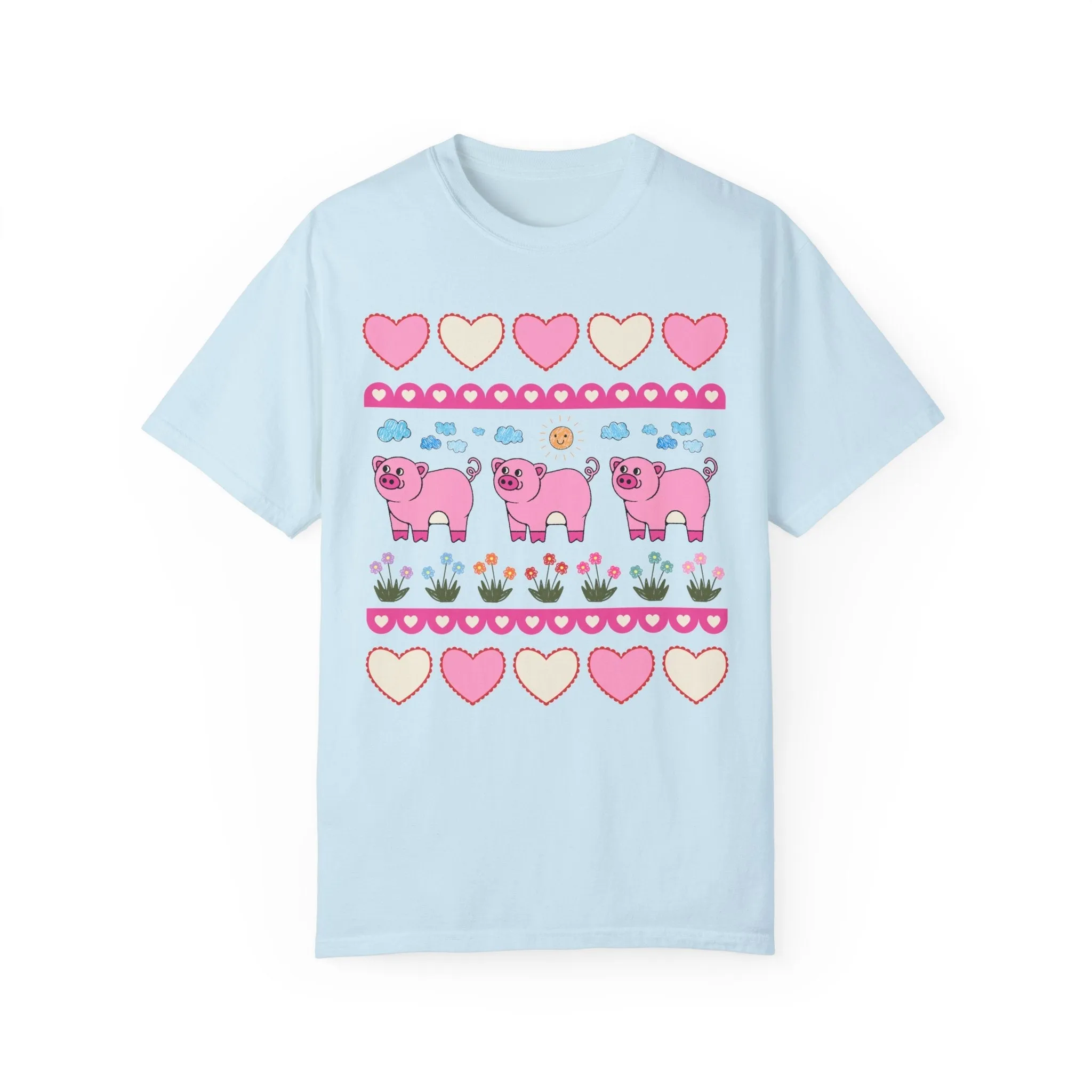 Adorable Floral Pig Tee Shirt