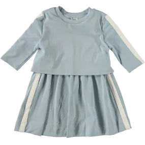 Bonjoy Light Blue Piping Overlay Dress
