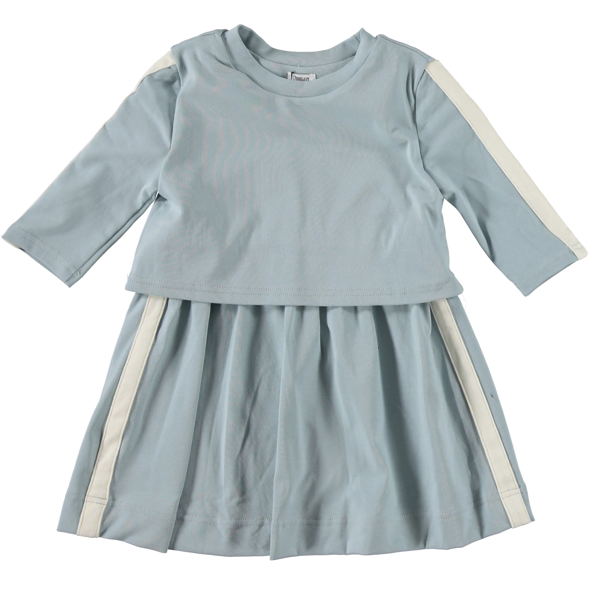 Bonjoy Light Blue Piping Overlay Dress
