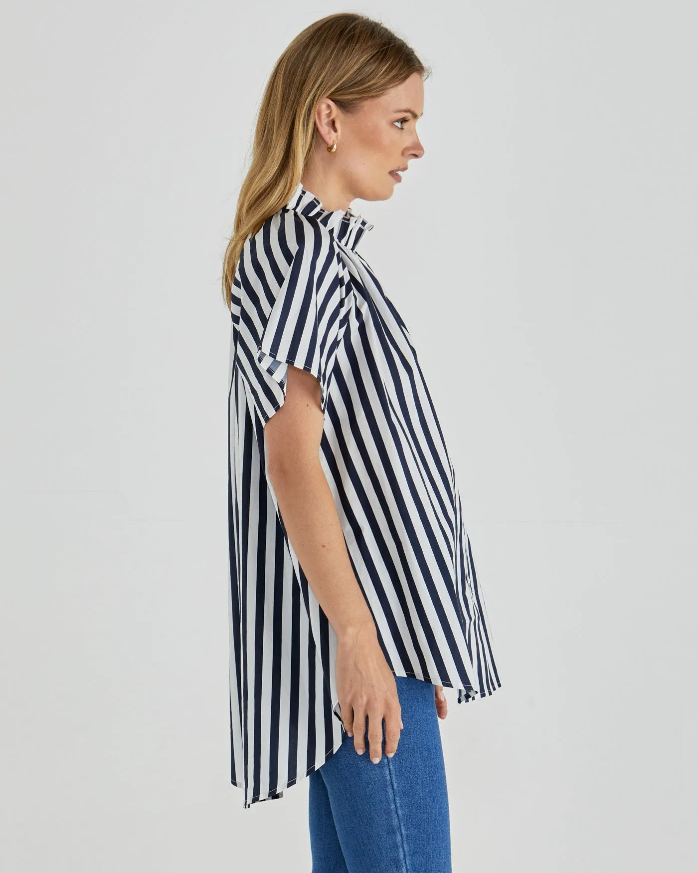 Caspian Blouse - Blue/White Stripe
