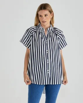 Caspian Blouse - Blue/White Stripe
