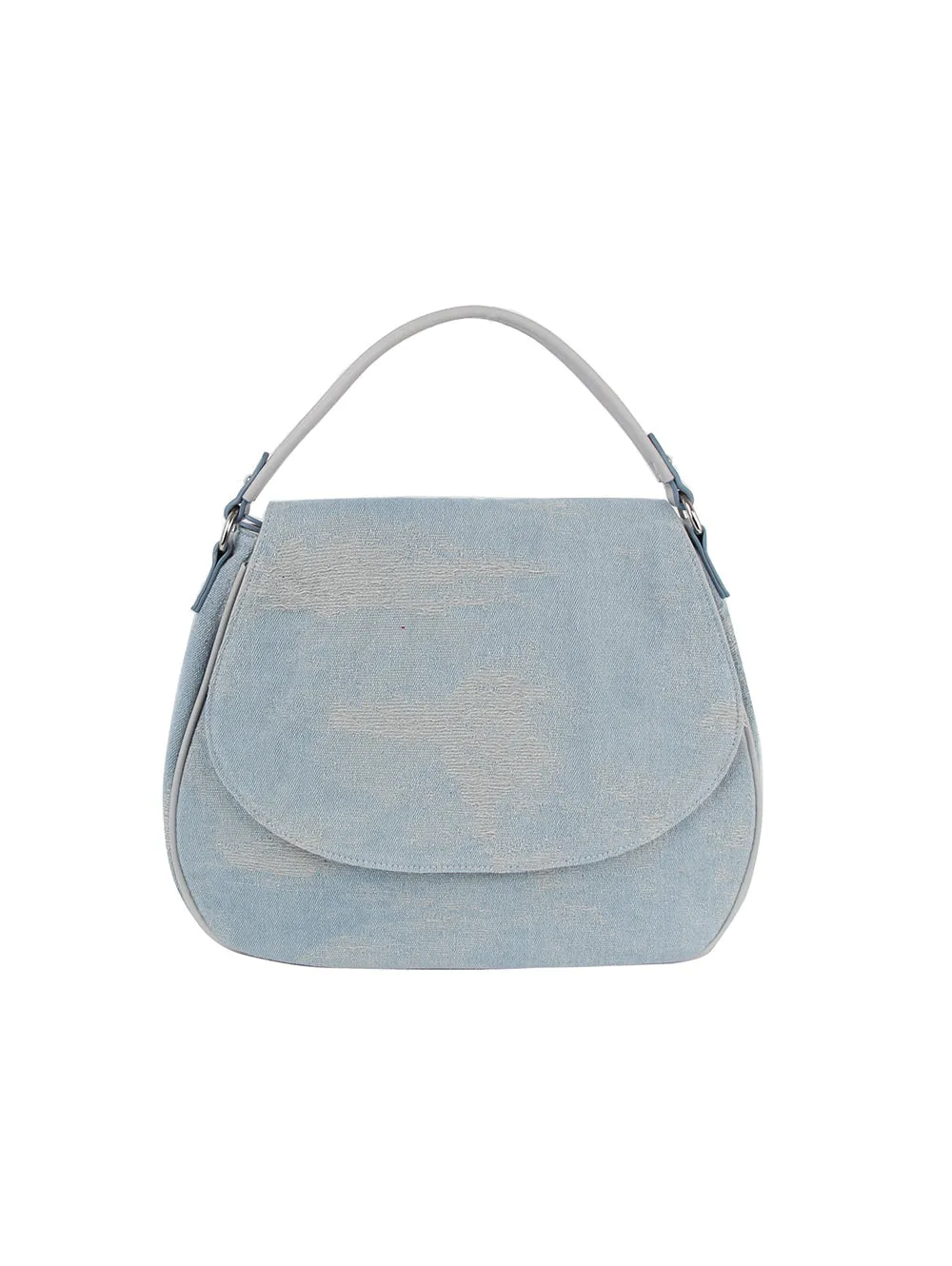 Chic denim front flap shoulder bag