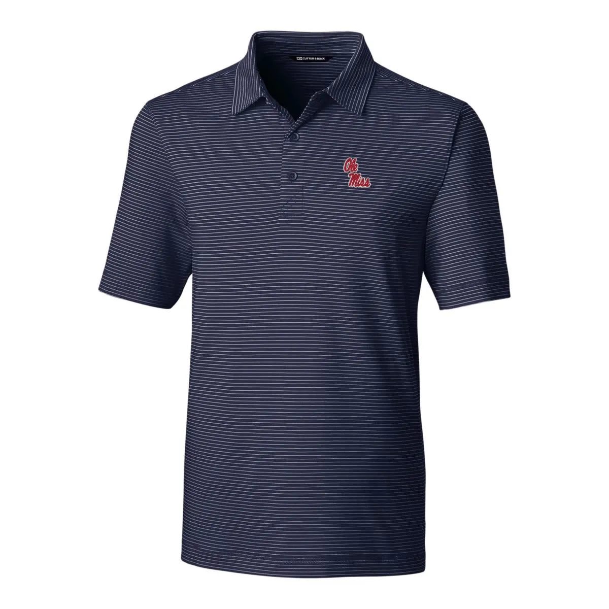 Cutter and Buck Ole Miss Pencil Stripe Polo with Stack Ole Miss Script