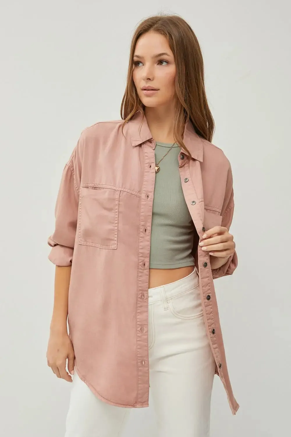 Denim Shirt - Full Size - Button Up Long Sleeve - by RISEN