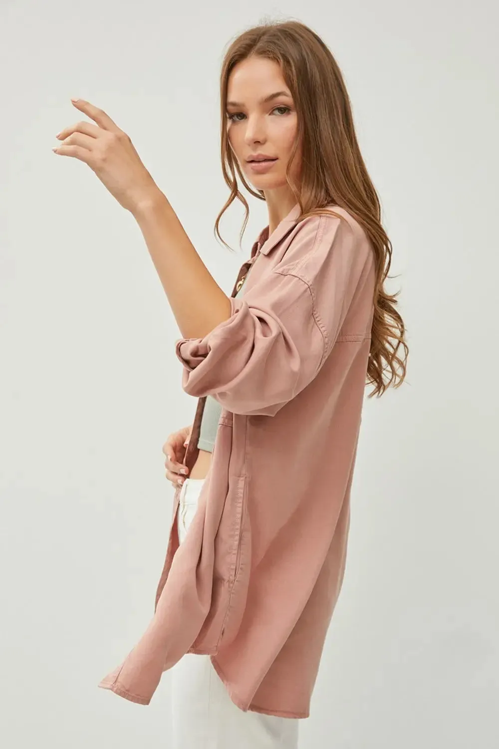 Denim Shirt - Full Size - Button Up Long Sleeve - by RISEN