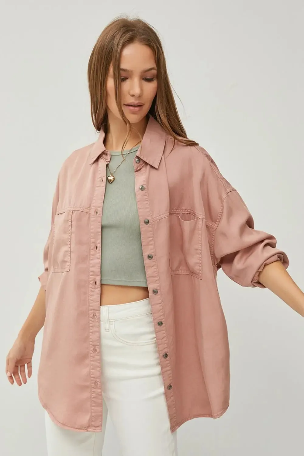 Denim Shirt - Full Size - Button Up Long Sleeve - by RISEN