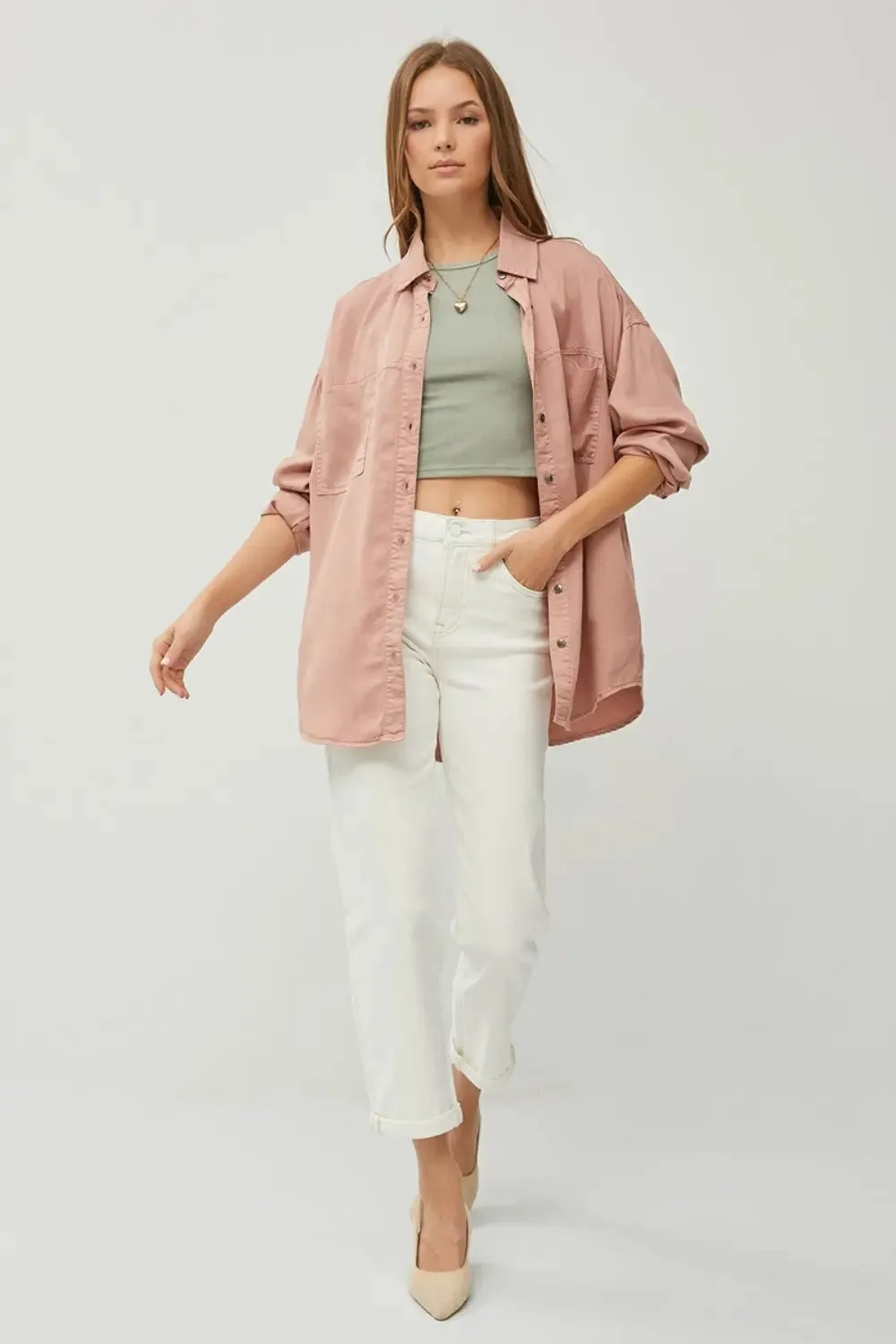 Denim Shirt - Full Size - Button Up Long Sleeve - by RISEN