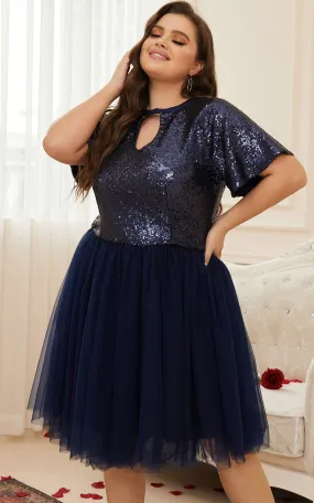 DolphinBanana Women Plus Size Sequins & Tulle Homecoming Party Dresses