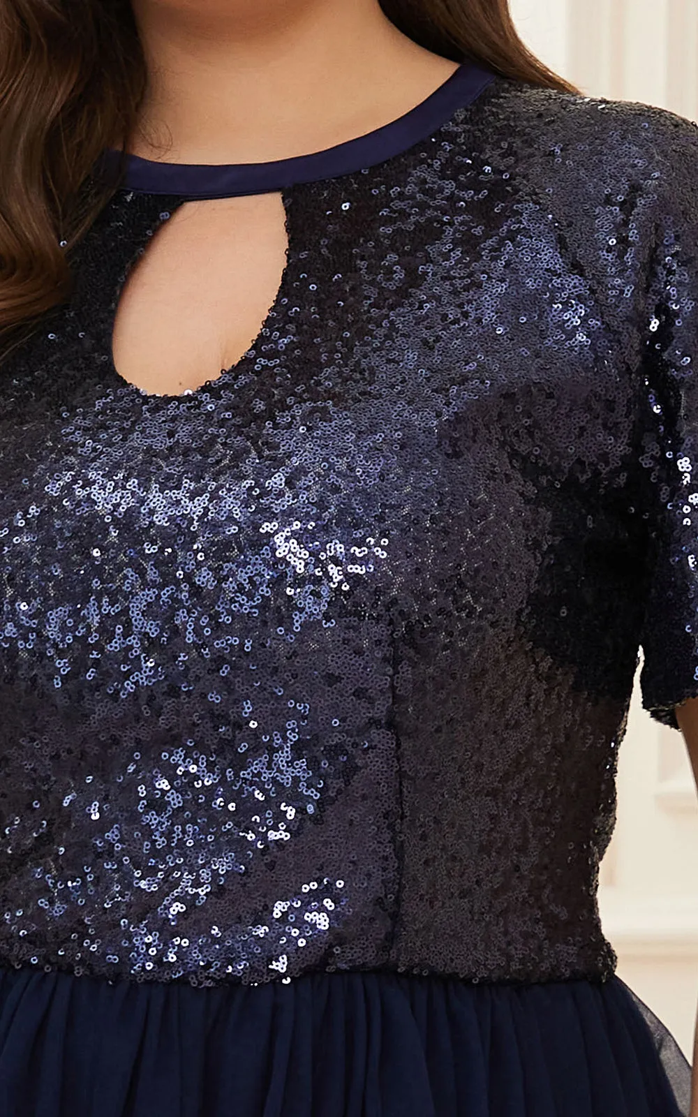 DolphinBanana Women Plus Size Sequins & Tulle Homecoming Party Dresses