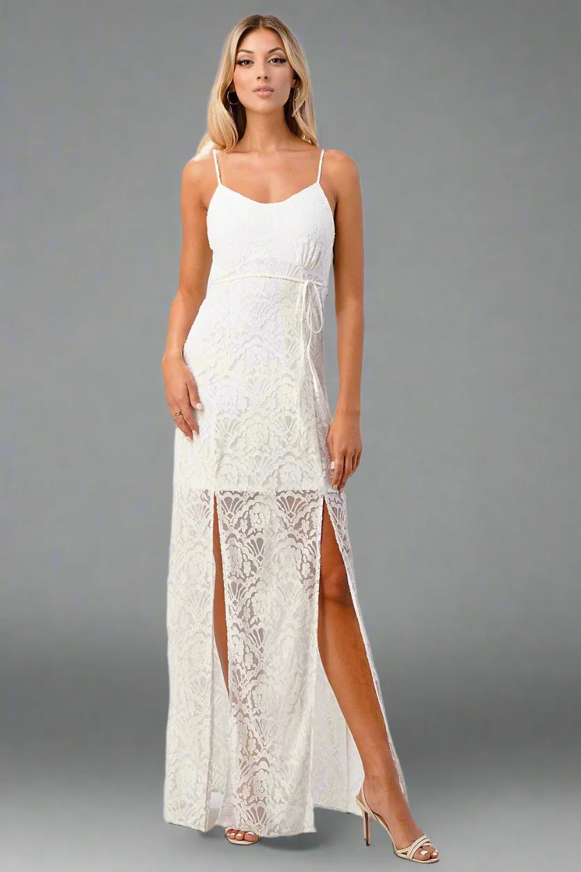 Elegant Black Lace Maxi Dress with Side Slit