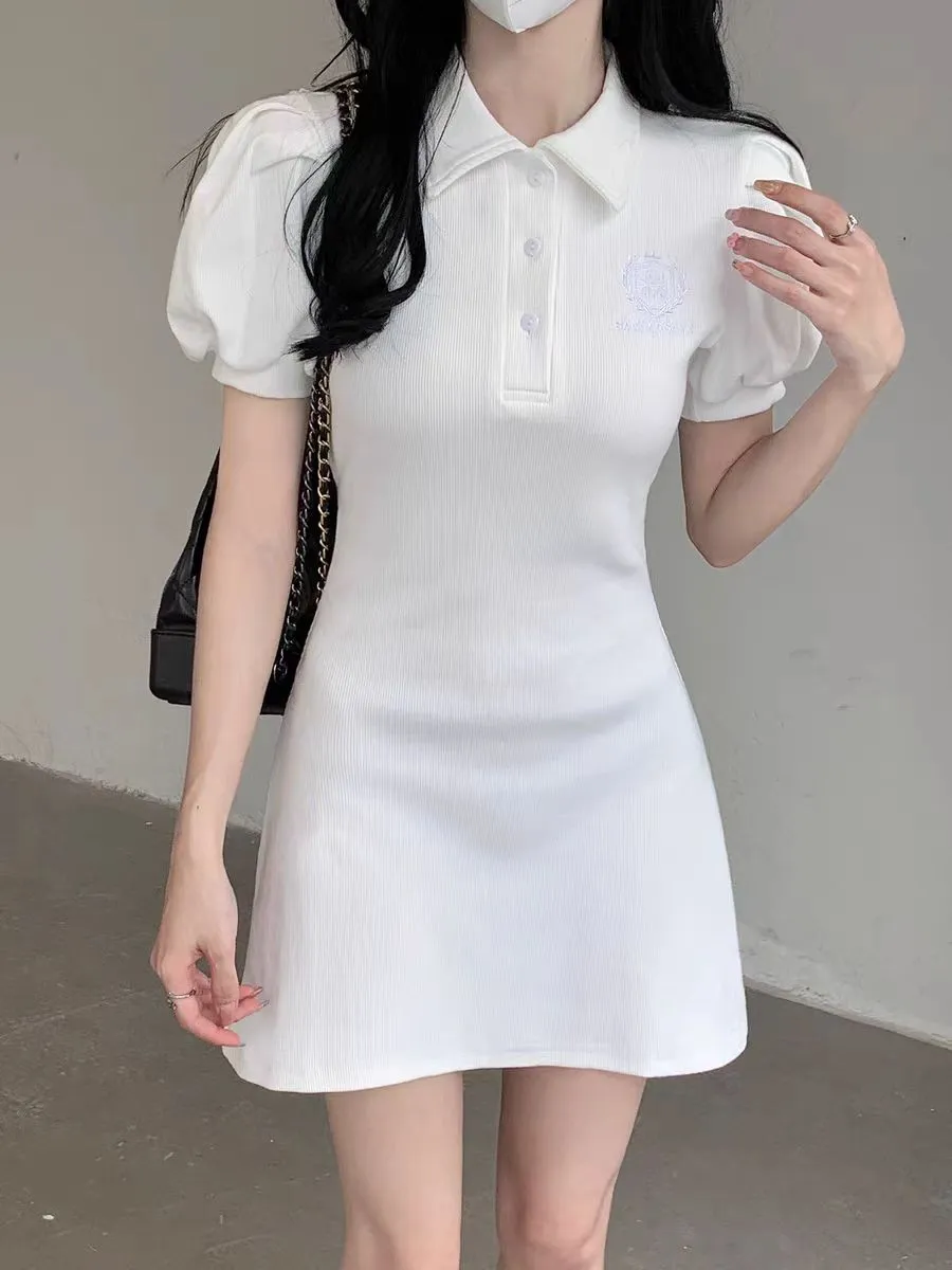 Heart Puff Sleeve Polo Dress
