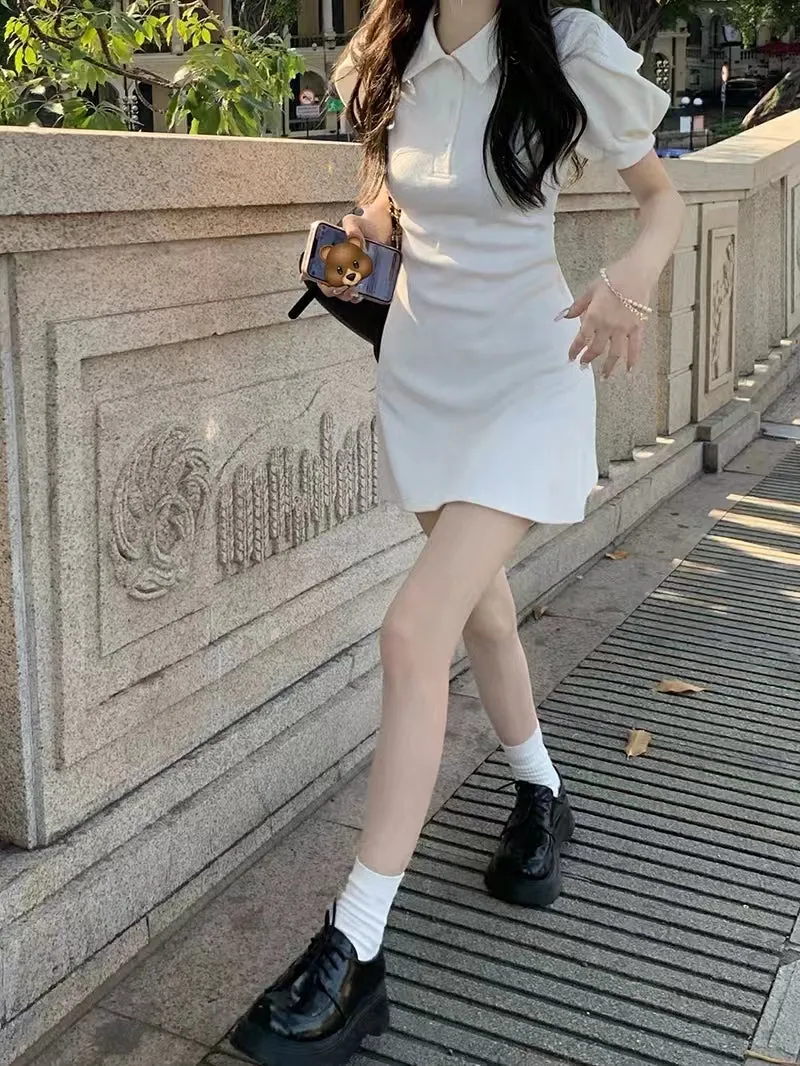 Heart Puff Sleeve Polo Dress