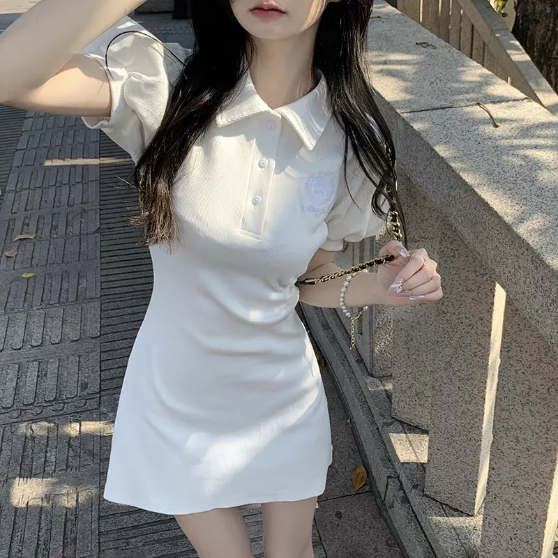 Heart Puff Sleeve Polo Dress
