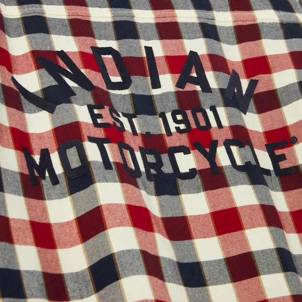 Indian Motorcycle  Mens Iowa Plaid Shirt Soft Durable Comfortable Cotton Red