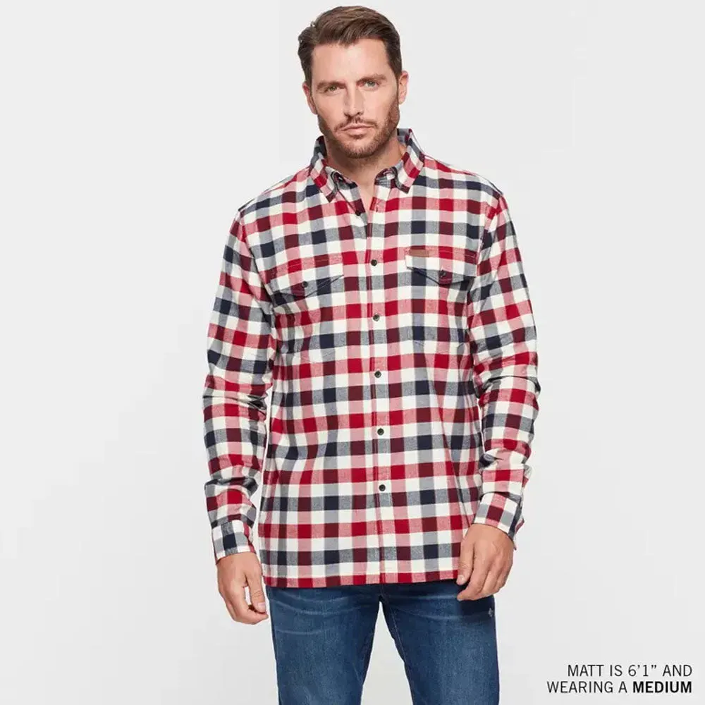 Indian Motorcycle  Mens Iowa Plaid Shirt Soft Durable Comfortable Cotton Red
