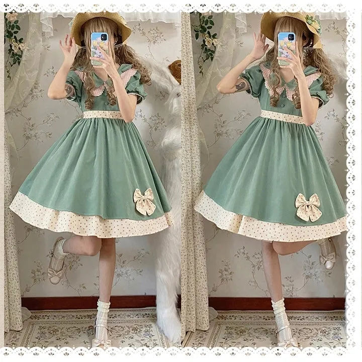 Kawaii Sweet Style Avocado Color Lolita Dress