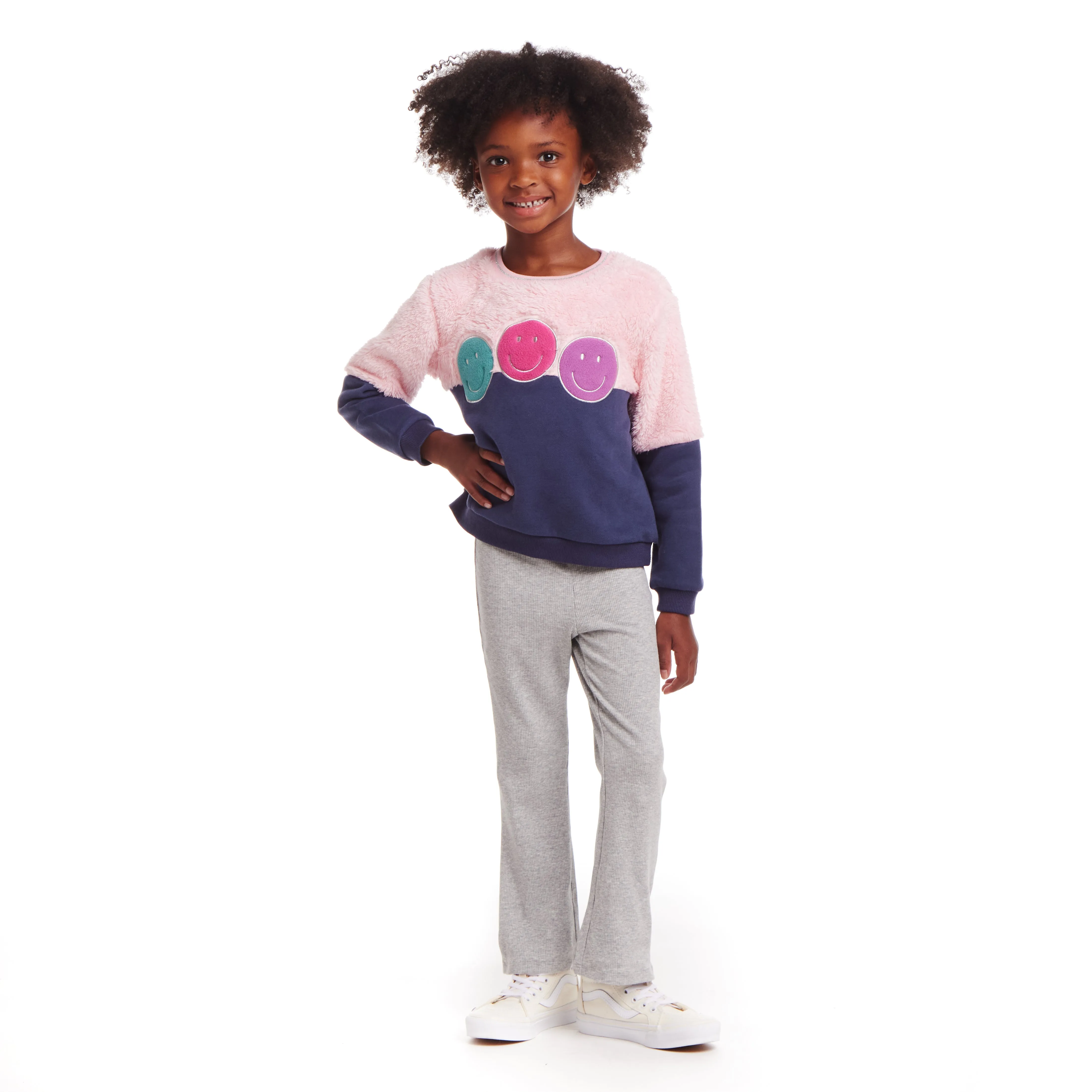 Kids (2-7) Crewneck & Flare Legging Set | Multicolor Smiles