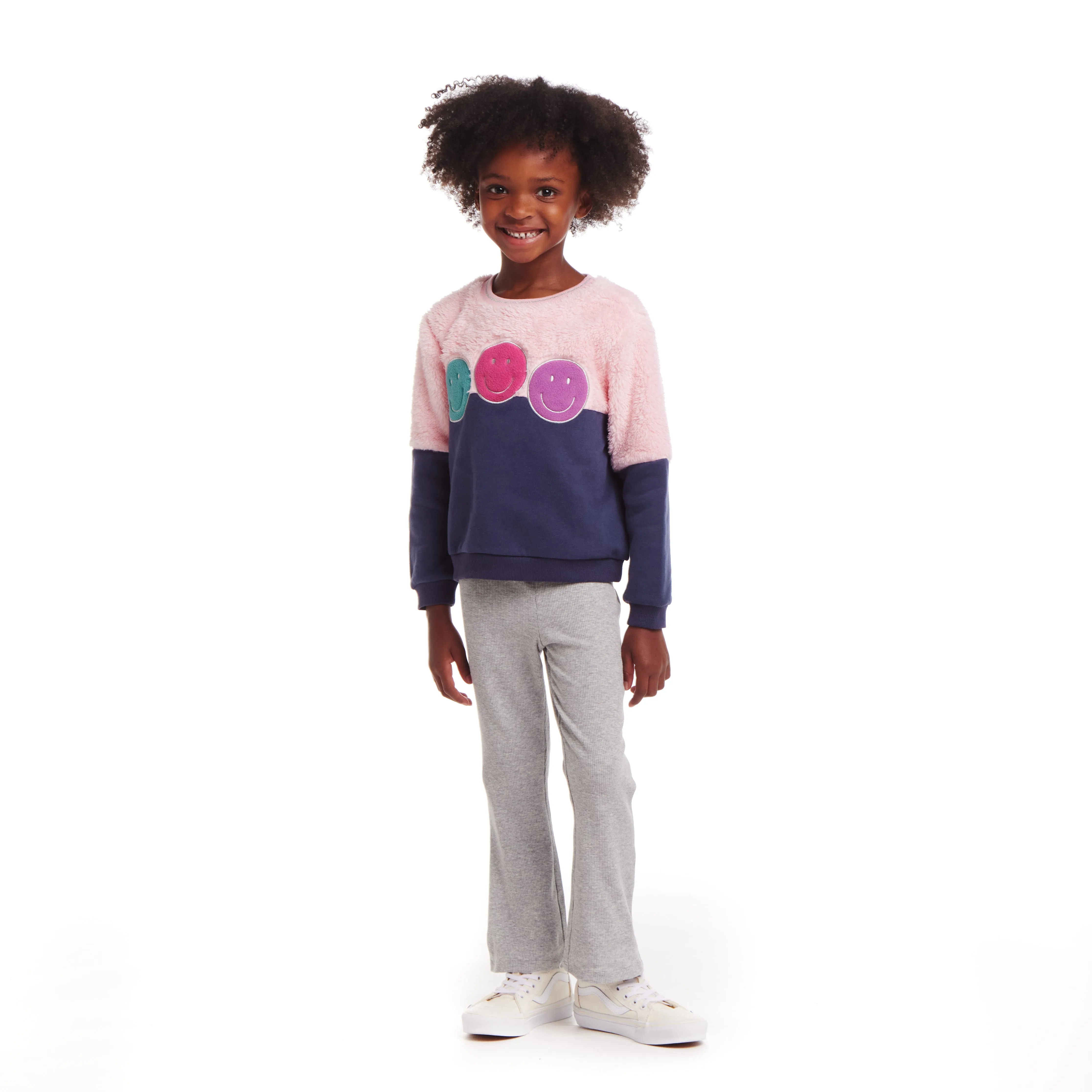 Kids (2-7) Crewneck & Flare Legging Set | Multicolor Smiles