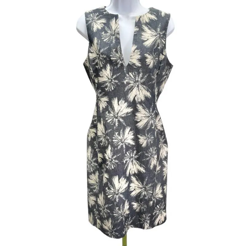 L’Agence Sleeveless Palm Tree Print Denim Dress Size 8 New