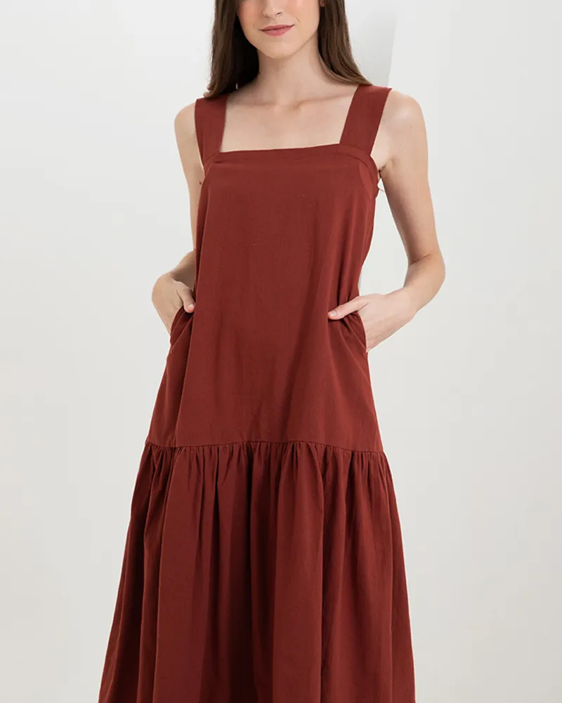 Larissa Sleeveless Square Neck Midi Dress