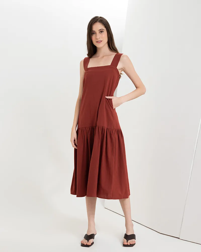 Larissa Sleeveless Square Neck Midi Dress