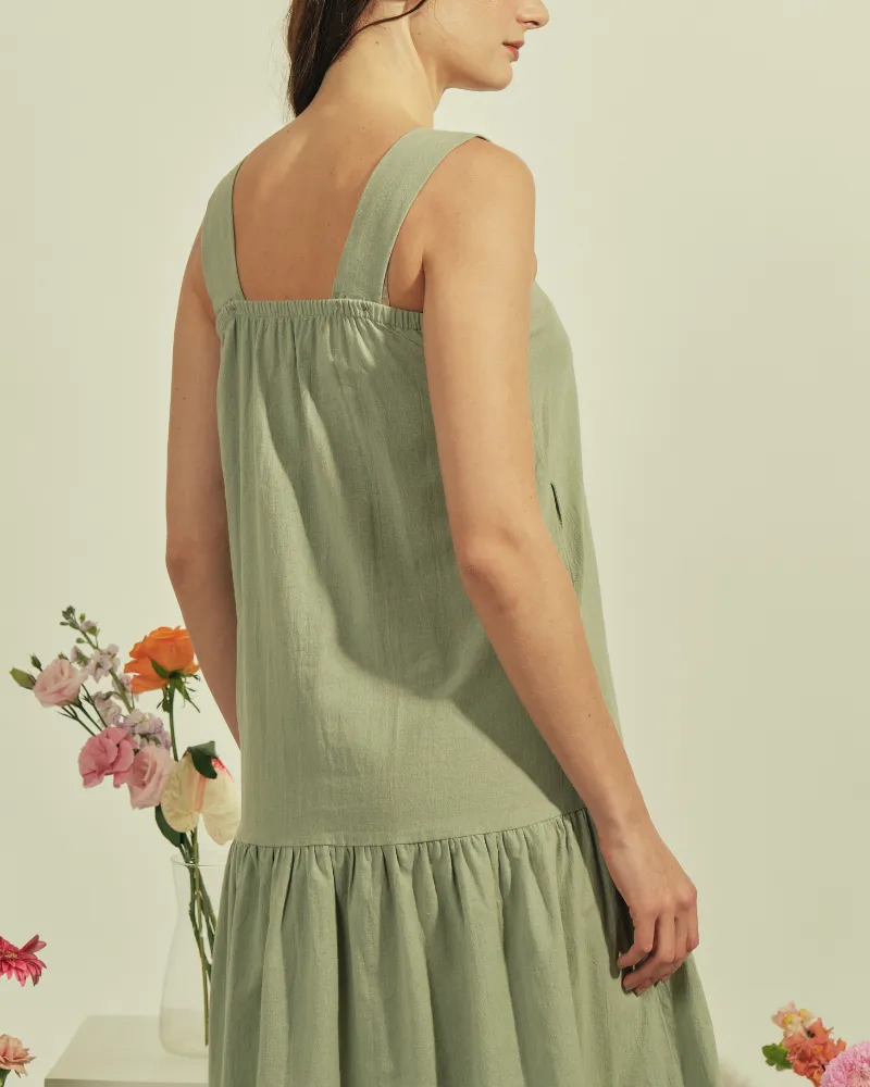 Larissa Sleeveless Square Neck Midi Dress