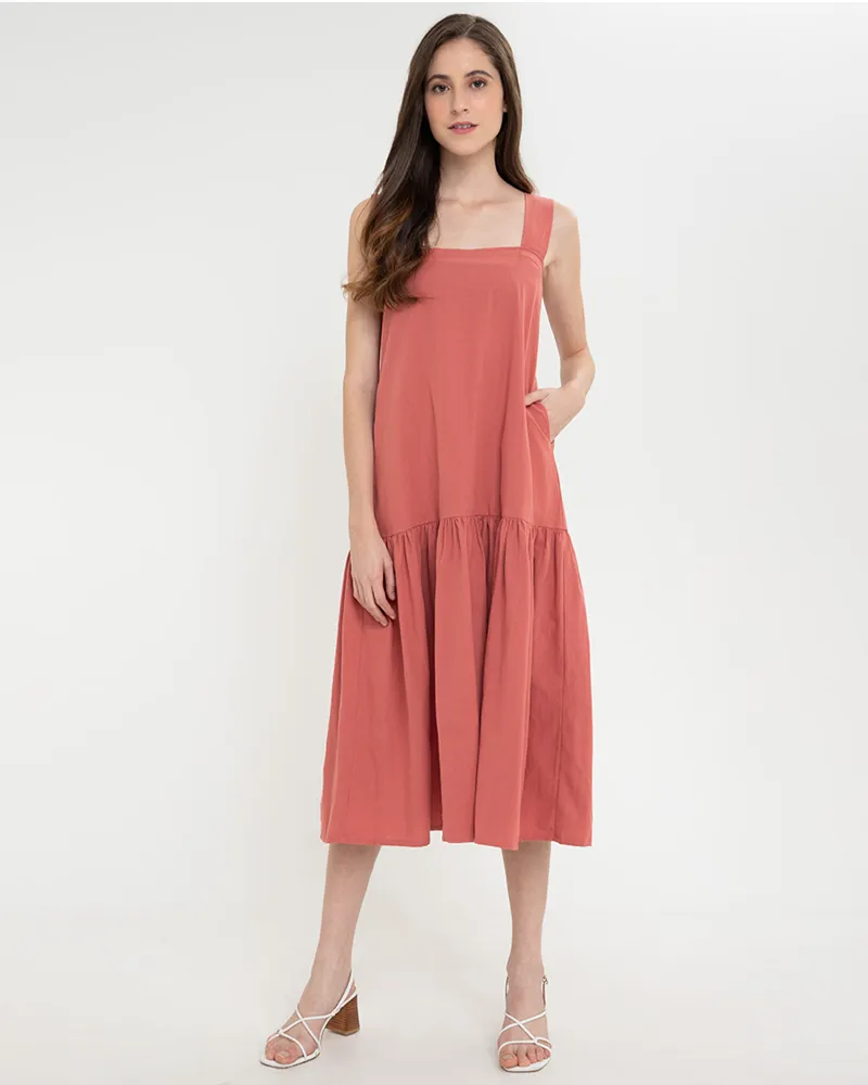 Larissa Sleeveless Square Neck Midi Dress