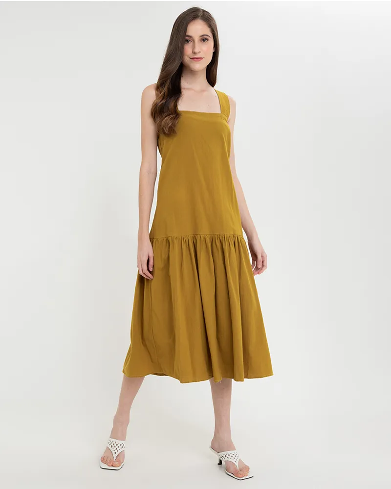 Larissa Sleeveless Square Neck Midi Dress
