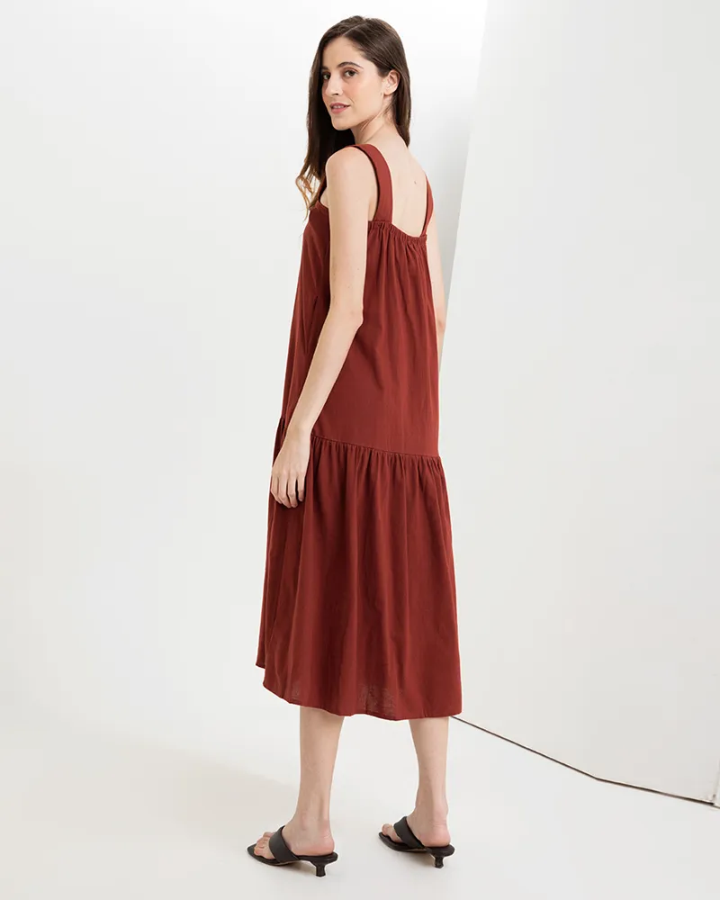 Larissa Sleeveless Square Neck Midi Dress