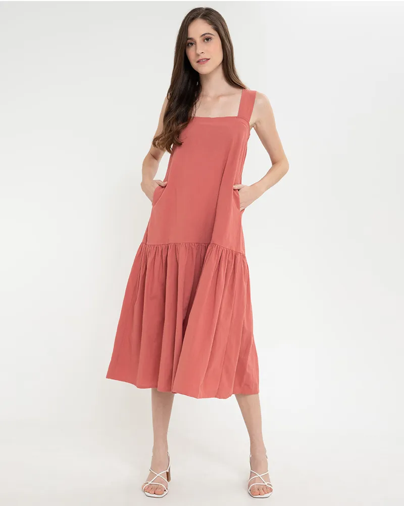 Larissa Sleeveless Square Neck Midi Dress