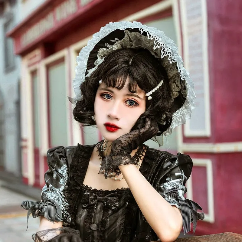 Lolita Lace Ruffles Front Bowknot Dress