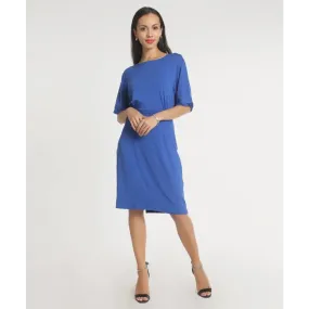Stylish Polyester Blue Solid Dress For Women