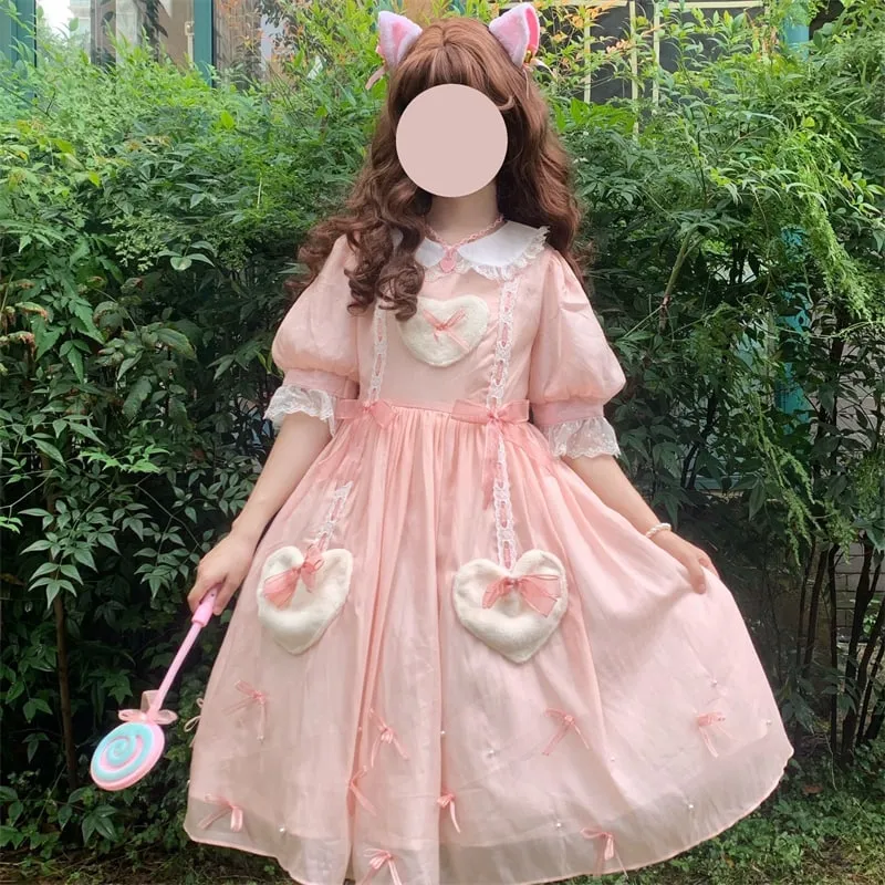 Sweet Polyester Short Sleeves Lolita Dress