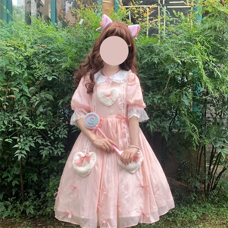 Sweet Polyester Short Sleeves Lolita Dress