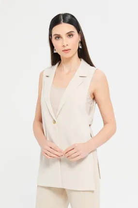 Women Cream Sleeveless Waistcoat